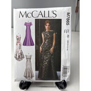 McCalls M7865 Sewing Pattern Misses Gown 6-8-10-12-14 Formal Dress Uncut